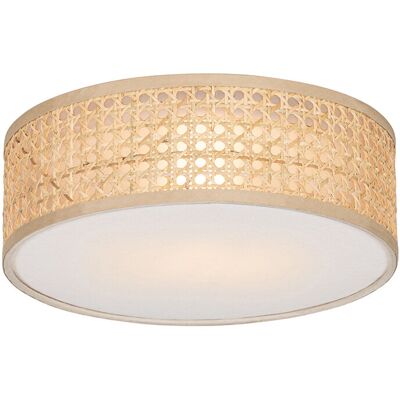 Qazqa Oriental Lámpara De Techo De Ratán Oriental 30 Cm - Tromma /lino /acero Redonda Adecuado Para Led Max. 1 X 40 Watt Qazqa Oriental Lámpara De Techo De Ratán Oriental 30 Cm - Tromma /lino /acero Redonda Adecuado Para Led Max. 1 X 40 Watt