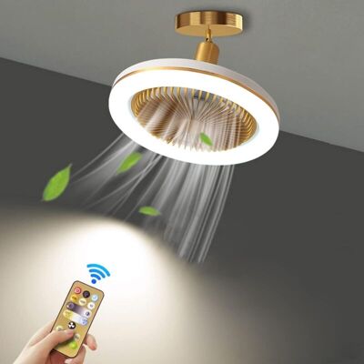 COOCHEER Ventilador De Techo Silencioso Con Bombilla Led De 30 W Integrada Y Control Remoto, Lámpara E27 Regulable Para Dormitorio, Comedor Y Cocina, Luz De Techo Con Ángulo Ajustable/ventilador De Techo Dorad COOCHEER Ventilador De Techo Silencioso Con Bombilla Led De 30 W Integrada Y Control Remoto, Lámpara E27 Regulable Para Dormitorio, Comedor Y Cocina, Luz De Techo Con Ángulo Ajustable/ventilador De Techo Dorad