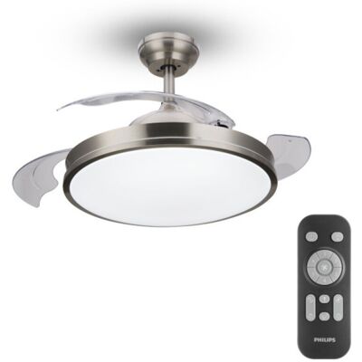 Ventilador De Techo De Led Modelo Atlas. Color Nikel. Potencia: 28+35w Aspas: Ø106cm Con Mando A Distancia Philips Ventilador De Techo De Led Modelo Atlas. Color Nikel. Potencia: 28+35w Aspas: Ø106cm Con Mando A Distancia Philips