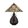 India - Lámpara de mesa de 2 luces Imperial Bronze, Tiffany Glass, E27 - Elstead
