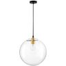 Downey Plafón Colgante Globo 30cm Metal Dorado Cristal Transparente, led Negro E27 - Merano