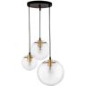 Downey Plafón de 3 luces colgante Cristal transparente, metal dorado led negro E27 - Merano