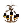 Qazqa - rústico Candelabro dorado pantallas negras 5-luces - botanica Acero /Algodón Orgánica Adecuado para led Max. 5 x 40 Watt - Negro