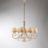 Iperbriko - Viena hierro marfil oro candelabro ocho luces pantallas efecto tela 78x h63 cm