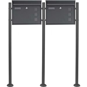 Wiltec - Set 2 Buzones Y Soporte Para Montaje Al Suelo V12 Antracita 1000 X 150 X 1200 Mm De Acero Galvanizado Con Cerradura, Mirillas, Placa De Identificación Wiltec - Set 2 Buzones Y Soporte Para Montaje Al Suelo V12 Antracita 1000 X 150 X 1200 Mm De Acero Galvanizado Con Cerradura, Mirillas, Placa De Identificación