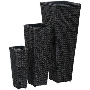 Vidaxl - Conjunto De Arriates 3 Piezas Jacinto De Agua Negro Vidaxl - Conjunto De Arriates 3 Piezas Jacinto De Agua Negro