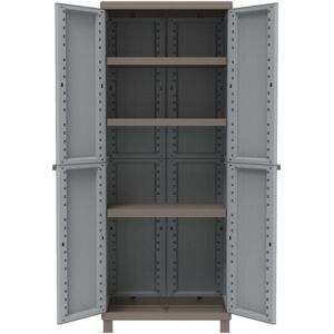 Armario de exterior en ratán gris de Dell - 2 puertas, 3 estantes - 68x39x170 cm Armario de exterior en ratán gris de Dell - 2 puertas, 3 estantes - 68x39x170 cm