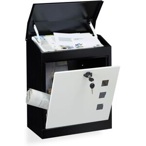 Relaxdays - Buzón Correos Exterior Grande, De Pared, Tapa Seguridad, Llave, Acero, 1 Ud., 53 X 43,5 X 26 Cm, Negro-blanco Relaxdays - Buzón Correos Exterior Grande, De Pared, Tapa Seguridad, Llave, Acero, 1 Ud., 53 X 43,5 X 26 Cm, Negro-blanco