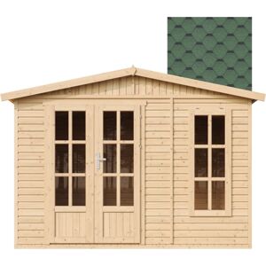 Caseta De Jardín De Madera De 6 M2 - Cobertizo Jardin Exterior Con Suelo, Ventana, Puerta Doble - Cabaña De Jardín Para Trabajar En Casa - Con Tejas Bituminosas Verde Timbela M334fb+h334fbgreen Caseta De Jardín De Madera De 6 M2 - Cobertizo Jardin Exterior Con Suelo, Ventana, Puerta Doble - Cabaña De Jardín Para Trabajar En Casa - Con Tejas Bituminosas Verde Timbela M334fb+h334fbgreen