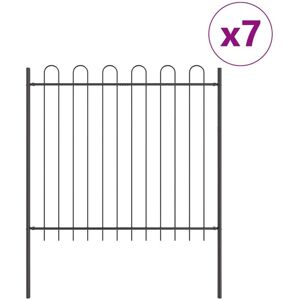 vidaXL - Fence with circular top - gris - acero - 11.9x1.5 m - Valla de jardín vidaXL - Fence with circular top - gris - acero - 11.9x1.5 m - Valla de jardín