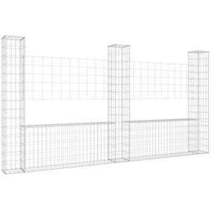 Cesta de gaviones forma de U con 3 postes - Cerca de malla de hierro para jardín Cesta de gaviones forma de U con 3 postes - Cerca de malla de hierro para jardín