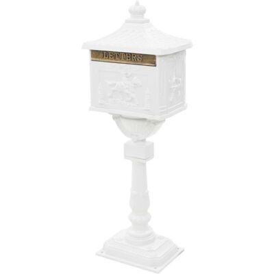 Vidaxl - Buzón De Pedestal De Aluminio Estilo Vintage Inoxidable Blanco Vidaxl - Buzón De Pedestal De Aluminio Estilo Vintage Inoxidable Blanco
