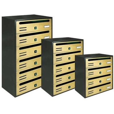Buzón Postal Con 6 Compartimentos Horizontales Alubox Cubo Oro Buzón Postal Con 6 Compartimentos Horizontales Alubox Cubo Oro