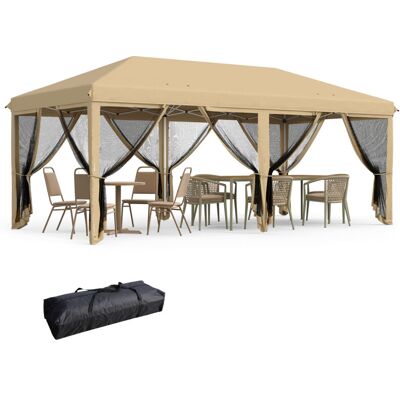 Outsunny Carpa Plegable 6x3 M Cenador De Jardín Gazebo Con 6 Mosquiteras Bolsa De Transporte Y Marco De Acero Para Camping Fiestas Outsunny Carpa Plegable 6x3 M Cenador De Jardín Gazebo Con 6 Mosquiteras Bolsa De Transporte Y Marco De Acero Para Camping Fiestas