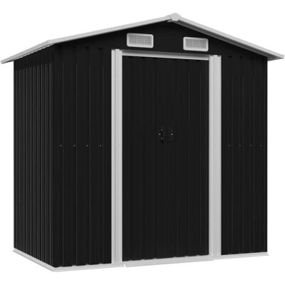 Caseta De Jardín De Acero Gris Antracita 204x132x186 Cm Vidaxl Caseta De Jardín De Acero Gris Antracita 204x132x186 Cm Vidaxl