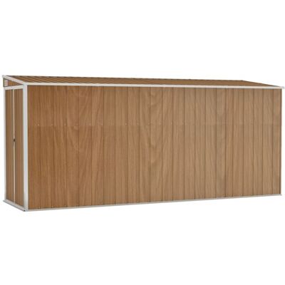 Caseta De Jardín De Pared Marrón 118x382x178 Cm Acero Galvanizado Vidaxl Caseta De Jardín De Pared Marrón 118x382x178 Cm Acero Galvanizado Vidaxl