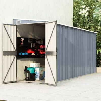 Cobertizo De Jardín Pared Acero Galvanizado Gris 118x382x178 Cm Vidaxl Cobertizo De Jardín Pared Acero Galvanizado Gris 118x382x178 Cm Vidaxl