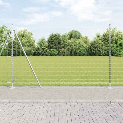 Valla Euro Con 7 Postes Flangeados 1.6x10 M Acero Galvanizado Vidaxl Valla Euro Con 7 Postes Flangeados 1.6x10 M Acero Galvanizado Vidaxl