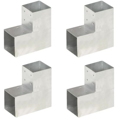 Conectores de postes vidaXL 4 pzas forma L metal galvanizado 101x101 mm Conectores de postes vidaXL 4 pzas forma L metal galvanizado 101x101 mm