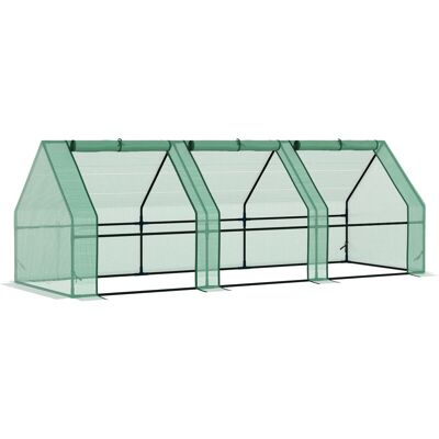 Outsunny - Invernadero De Jardín Terraza 270x90x90 Cm Tipo Caseta Tubo De Acero Con 3 Ventanas Vivero Casero Para Cultivo Plantas Flores Tomates Verde Outsunny - Invernadero De Jardín Terraza 270x90x90 Cm Tipo Caseta Tubo De Acero Con 3 Ventanas Vivero Casero Para Cultivo Plantas Flores Tomates Verde