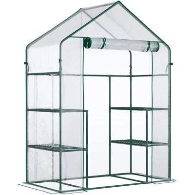 Outsunny Invernadero De Jardín Invernadero De Terraza Con 4 Estantes 1 Puerta Con Cremallera Para Cultivo De Plantas Flores Verduras 142x73x195 Cm Outsunny Invernadero De Jardín Invernadero De Terraza Con 4 Estantes 1 Puerta Con Cremallera Para Cultivo De Plantas Flores Verduras 142x73x195 Cm