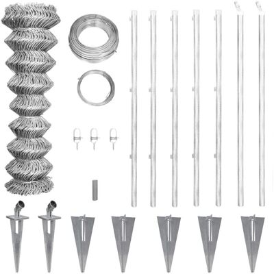 Valla Metálica Con Estacas Postes Acero Galvanizado 15x1,5 M Vidaxl Valla Metálica Con Estacas Postes Acero Galvanizado 15x1,5 M Vidaxl