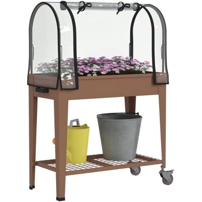 Outsunny Mesa De Cultivo Con Ruedas 80x40x120 Cm Huerto Urbano Elevado Con Cubierta De Invernadero Y Estante Inferior Para Cultivo Plantas Flores Verduras Outsunny Mesa De Cultivo Con Ruedas 80x40x120 Cm Huerto Urbano Elevado Con Cubierta De Invernadero Y Estante Inferior Para Cultivo Plantas Flores Verduras