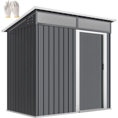 Caseta De Jardín Exterior 1,9m² 195x122x182 Cm Con Base Refuerzo (suelo No Incluido) Puerta Corredera Ventanas Gris Oscuro - Outsunny Caseta De Jardín Exterior 1,9m² 195x122x182 Cm Con Base Refuerzo (suelo No Incluido) Puerta Corredera Ventanas Gris Oscuro - Outsunny