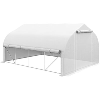 Outsunny Invernadero De Túnel 4x3x2 M Con Puerta De Malla Y 8 Ventanas Invernadero De Huerto Con Techo Puntiagudo Cubierta De Pe Para Cultivos Plantas Outsunny Invernadero De Túnel 4x3x2 M Con Puerta De Malla Y 8 Ventanas Invernadero De Huerto Con Techo Puntiagudo Cubierta De Pe Para Cultivos Plantas