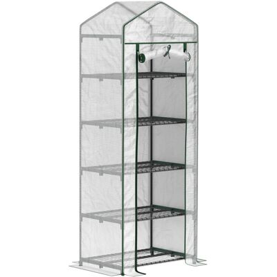 Outsunny - Invernadero Pequeño Invernadero De Exterior Con Estantes De 5 Niveles Puerta Con Cremallera Y Marco De Acero 69x49x193 Cm Transparente Outsunny - Invernadero Pequeño Invernadero De Exterior Con Estantes De 5 Niveles Puerta Con Cremallera Y Marco De Acero 69x49x193 Cm Transparente