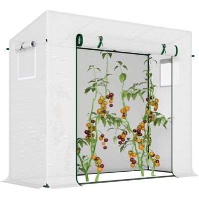 Invernadero Pequeño Invernadero De Exterior Con Ventanas Y Marco De Acero Invernadero Para Cultivar Tomates Flores 200x76x168 Cm Blanco - Outsunny Invernadero Pequeño Invernadero De Exterior Con Ventanas Y Marco De Acero Invernadero Para Cultivar Tomates Flores 200x76x168 Cm Blanco - Outsunny