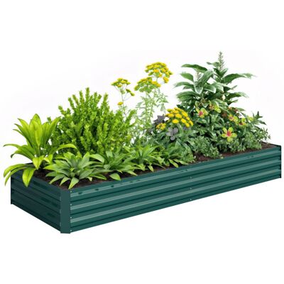 Outsunny Jardinera Elevada De Acero Galvanizado Para Cultivar Plantas Flores Hierba Macetero Grande Exterior Rectangular Con Fondo Abierto Verde Outsunny Jardinera Elevada De Acero Galvanizado Para Cultivar Plantas Flores Hierba Macetero Grande Exterior Rectangular Con Fondo Abierto Verde