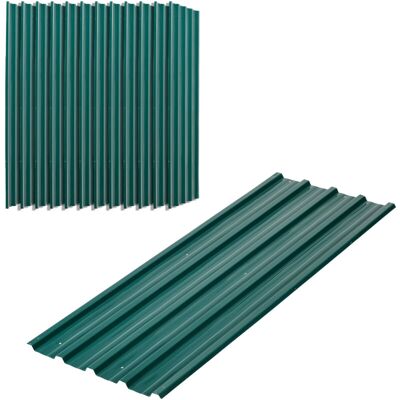 Outsunny Juego De 12 Paneles Para Tejado De Acero Galvanizado 7m² Para Caseta De Herramientas Cobertizo Exterior 129x45cm Verde Outsunny Juego De 12 Paneles Para Tejado De Acero Galvanizado 7m² Para Caseta De Herramientas Cobertizo Exterior 129x45cm Verde