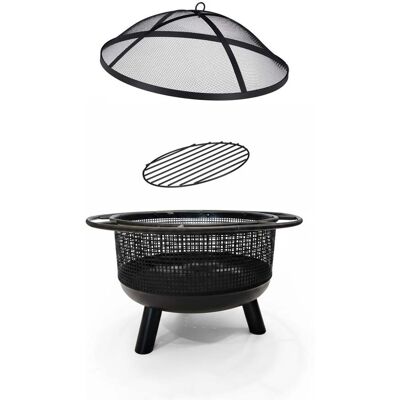 HELLOSHOP26 Brasero De Jardín Con Atizador 75 X 75 X 30 Cm Ambiente Acogedor Salvachispas De Metal Negro 130017521 HELLOSHOP26 Brasero De Jardín Con Atizador 75 X 75 X 30 Cm Ambiente Acogedor Salvachispas De Metal Negro 130017521