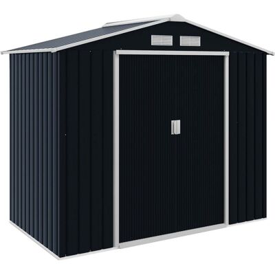 HELLOSHOP26 Caseta De Jardín Exterior 213 X 130 X 185 Cm Gran Almacenamiento Puerta Corredera Industrial Moderna De Acero Gris Oscuro 210004026 HELLOSHOP26 Caseta De Jardín Exterior 213 X 130 X 185 Cm Gran Almacenamiento Puerta Corredera Industrial Moderna De Acero Gris Oscuro 210004026