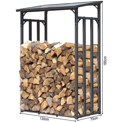Quick-star - Metall Kaminholzregal Anthrazit 130 X 70 X 185 Cm Garten Kaminholzunterstand 1,6 M³ / 2,5 Srm Kaminholzlager Stapelhilfe Aussen Quick-star - Metall Kaminholzregal Anthrazit 130 X 70 X 185 Cm Garten Kaminholzunterstand 1,6 M³ / 2,5 Srm Kaminholzlager Stapelhilfe Aussen