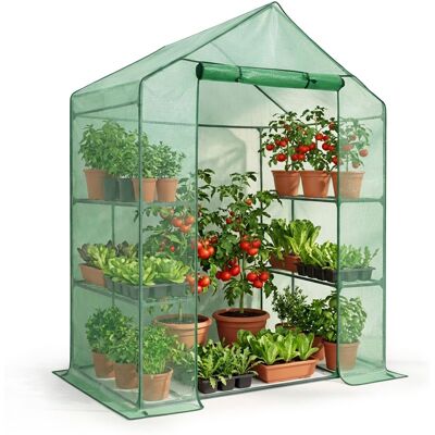 AKORD Mini Invernadero De Jardín Tipo Caseta Con Estructura Metálica Y Cubierta De Pe Con Estantes, 1 Puerta Verde 143x73x195 Cm AKORD Mini Invernadero De Jardín Tipo Caseta Con Estructura Metálica Y Cubierta De Pe Con Estantes, 1 Puerta Verde 143x73x195 Cm