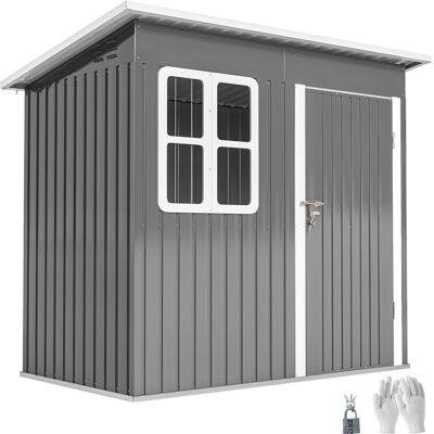 JHY DESIGN Caseta De Jardín De Acero Con Puerta Con Cerradura, Ventana Y Rejillas De Ventilación, 2,2 X 1,3 M, Gris. JHY DESIGN Caseta De Jardín De Acero Con Puerta Con Cerradura, Ventana Y Rejillas De Ventilación, 2,2 X 1,3 M, Gris.