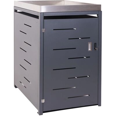 DÉCOSHOP26 Obertizo Para Un Solo Cubo De Basura Con Jardinera 125x69x84 Cm Acero Galvanizado Acero Inoxidable Extensible Antracita 04000570 DÉCOSHOP26 Obertizo Para Un Solo Cubo De Basura Con Jardinera 125x69x84 Cm Acero Galvanizado Acero Inoxidable Extensible Antracita 04000570
