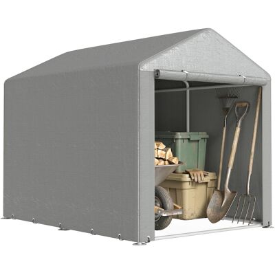 JHY DESIGN Caseta De Jardín Para Bicicletas, 1,6 X 2,2 X 1,7 M, 2 Compartimentos, Puerta Con Cremallera, Impermeable, Resistente A Los Rayos Uv, Gris Claro. JHY DESIGN Caseta De Jardín Para Bicicletas, 1,6 X 2,2 X 1,7 M, 2 Compartimentos, Puerta Con Cremallera, Impermeable, Resistente A Los Rayos Uv, Gris Claro.