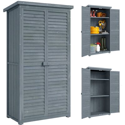 JHY DESIGN Caseta De Jardín De Madera, Cabaña De Madera, 0,31 M², 87 X 46,5 X 160 Cm, Con 2 Puertas Y 2 Estantes, Interior Gris. JHY DESIGN Caseta De Jardín De Madera, Cabaña De Madera, 0,31 M², 87 X 46,5 X 160 Cm, Con 2 Puertas Y 2 Estantes, Interior Gris.