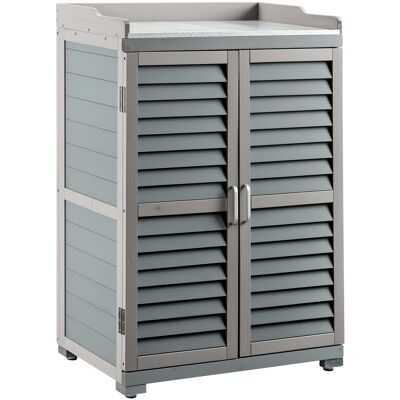 WILTEC Mesa De Trabajo Para Jardinería, Armario Inferior Y Meseta Con Cantos Elevados, Gris WILTEC Mesa De Trabajo Para Jardinería, Armario Inferior Y Meseta Con Cantos Elevados, Gris