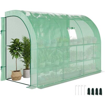 JHY DESIGN Invernadero De Jardín Con Cubierta De Plástico Resistente A Los Rayos Uv, 3 Niveles, Puertas Con Cremallera, Verde JHY DESIGN Invernadero De Jardín Con Cubierta De Plástico Resistente A Los Rayos Uv, 3 Niveles, Puertas Con Cremallera, Verde