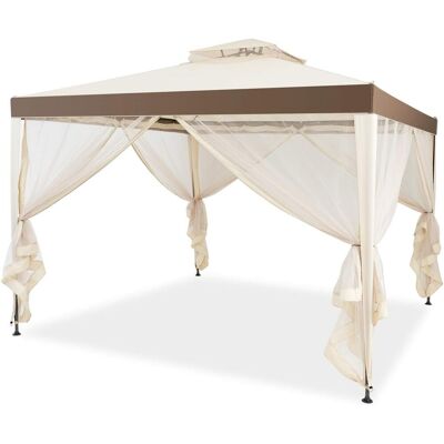 Costway - Carpa Mosquitera Plegable 300 X 300 X 200-265cm Pabellón De Jardín Gazebo Cenador Para Fiesta Boda Camping (beige) Costway - Carpa Mosquitera Plegable 300 X 300 X 200-265cm Pabellón De Jardín Gazebo Cenador Para Fiesta Boda Camping (beige)