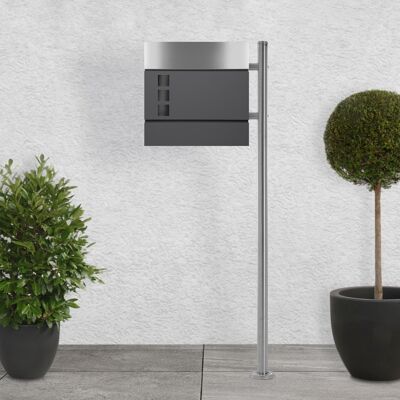 Ecd Germany Buzón Autoportante Antracita De Acero Inoxidable Exterior Con Soporte Poste Casillero Moderno Con Espacio Para Revistas, Placa De Identificación, Ventanilla Y Cerradura Con Llave Ecd Germany Buzón Autoportante Antracita De Acero Inoxidable Exterior Con Soporte Poste Casillero Moderno Con Espacio Para Revistas, Placa De Identificación, Ventanilla Y Cerradura Con Llave