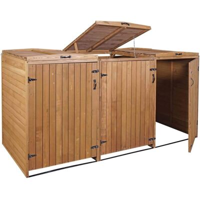 DÉCOSHOP26 Cubo De Basura Exterior Que Alberga Contenedores De Basura Con Tapa Para Hasta 6 Cubos 120x75x96 Fabricado En Madera Certificada Fsc Marrón 040005620 DÉCOSHOP26 Cubo De Basura Exterior Que Alberga Contenedores De Basura Con Tapa Para Hasta 6 Cubos 120x75x96 Fabricado En Madera Certificada Fsc Marrón 040005620