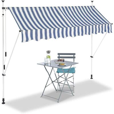 Bc-elec - Hhyva2512-bluewhite Toldo Retr�ctil Manual Para Patio Y Terraza 250x120cm Blanco Y Azul Bc-elec - Hhyva2512-bluewhite Toldo Retr�ctil Manual Para Patio Y Terraza 250x120cm Blanco Y Azul