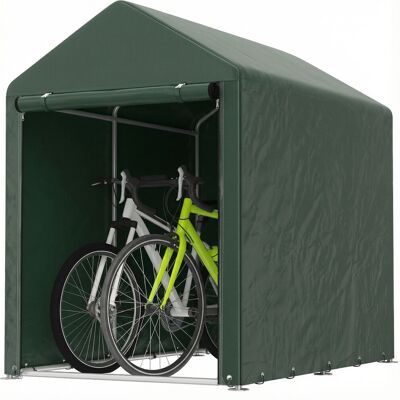 JHY DESIGN Caseta De Jardín Para Bicicletas, 1,2 X 1,8 X 1,65 M, 2 Compartimentos, Puerta Con Cremallera, Impermeable, Resistente A Los Rayos Uv, Verde. JHY DESIGN Caseta De Jardín Para Bicicletas, 1,2 X 1,8 X 1,65 M, 2 Compartimentos, Puerta Con Cremallera, Impermeable, Resistente A Los Rayos Uv, Verde.