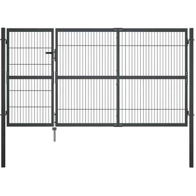 Puerta De Valla De Jardín Con Postes Acero Antracita 350x140 Cm Vidaxl Puerta De Valla De Jardín Con Postes Acero Antracita 350x140 Cm Vidaxl