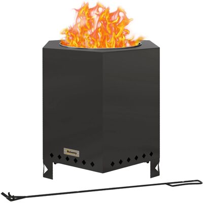 JHY DESIGN Brasero, Fogata, Barril Para Fuego, Incluye Atizador, 45 X 38,8 X 46,5 Cm, Plata + Negro JHY DESIGN Brasero, Fogata, Barril Para Fuego, Incluye Atizador, 45 X 38,8 X 46,5 Cm, Plata + Negro